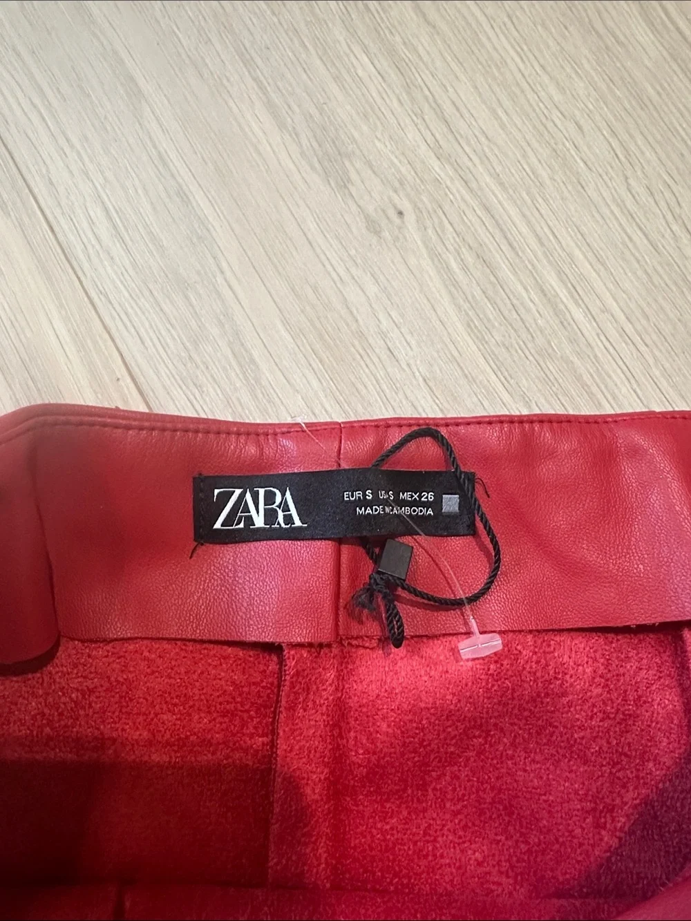 Zara Red Faux Leather Twist Mini Skirt